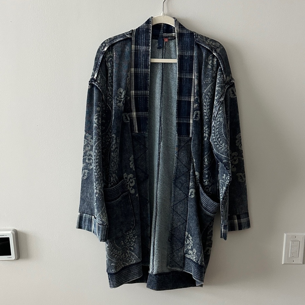 Pilcro Women's Blue and Gray Patterned Jacket